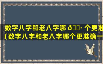 数字八字和老八字哪 🌷 个更准（数字八字和老八字哪个更准确一点）